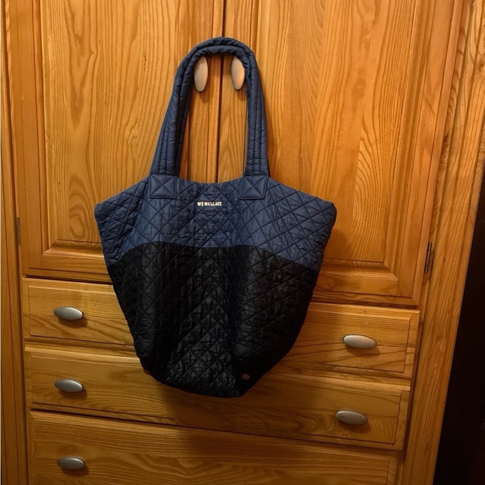 MZ Wallace Quilted Tote in Navy and Black